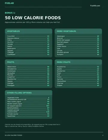 50 Low-Calorie Foods — original PDF page 2 (low-resolution preview)